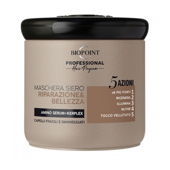 Biopoint Maschera Siero Riparazione & Bellezza - Trattamento Intensivo Per Capelli Fragili E Danneggiati 400 Ml