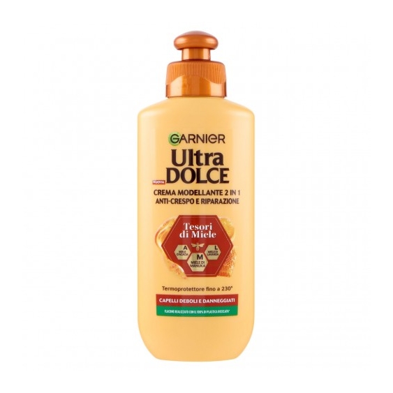 Garnier Ultra dolce Tesori di Miele - Crema modellante 2 in 1 anti-crespo e riparazione 200 ml