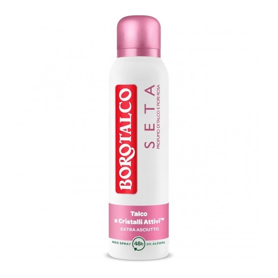 Borotalco Seta Profumo di Talco e Fiori Rosa - Deodorante Spray con Talco a Cristalli Attivi 150 ml