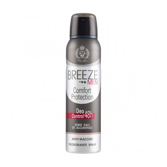 Breeze Men Comfort Protection Deo Control 48h - Deodorante Spray con 0 Sali di Alluminio Anti-Macchie 150 ml