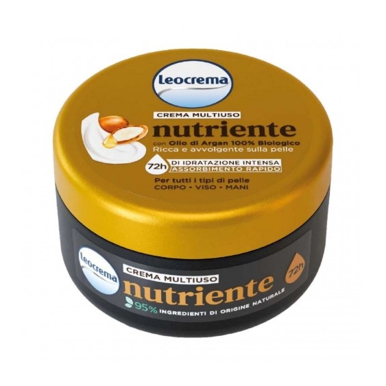 Leocrema Crema Multiuso Nutriente con Olio di Argan 100% Biologico 200 ml