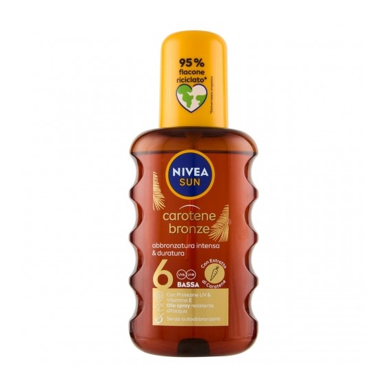 Nivea Carotene Bronze Spf6 - Olio Solare Spray per Abbronzatura Dorata e Naturale 200 ml