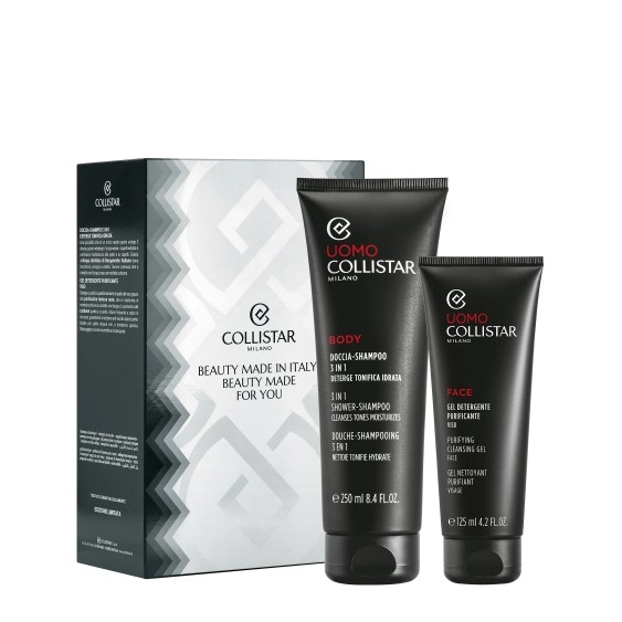 Collistar Uomo Body Doccia-Shampoo 3In1 250 Ml + Face Gel Detergente Purificante Viso 125 Ml
