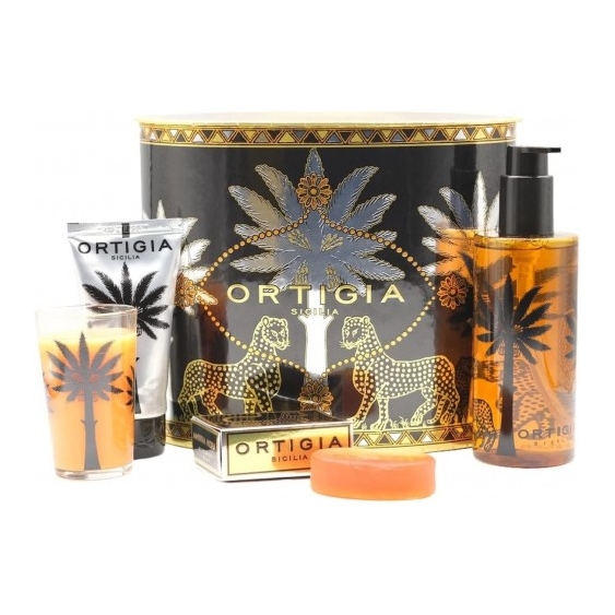 Ortigia Ambra Nera Set Ovale - Bagno Schiuma + Candela + Saponetta + Crema mani