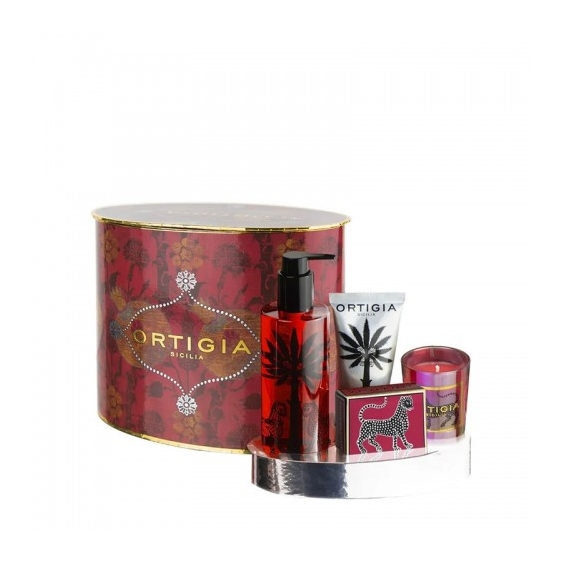 Ortigia Melograno Set Ovale - Bagno Schiuma + Candela + Saponetta + Crema Mani
