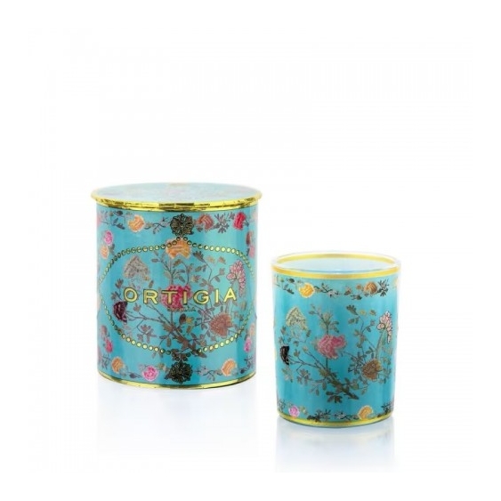 Ortigia Florio - Candela Decorata con Cera Celeste e Essenze di Fiori Siciliani 150 Gr