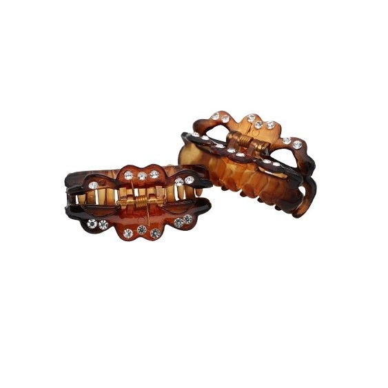 Ib Fashion Hair 358m - 2 Pinze Tartaruga con Strass Scintillanti