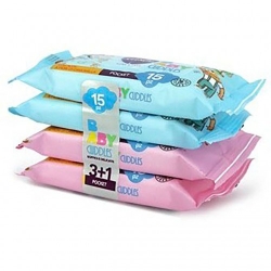 Clendy Baby Cuddles Salviette Imbevute 4 Confezioni Da 15 Salviettine