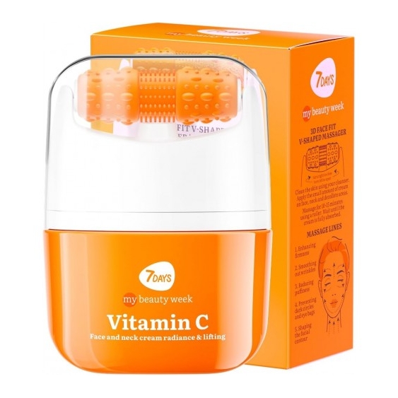 7Days Vitamin C - Crema Viso e Collo Antirughe Coreana alla Vitamina C con Rullo Massaggiante 40 ml