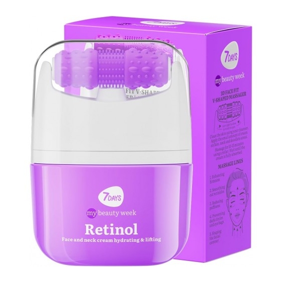 7Days Retinol - Crema Viso e Collo Coreana Antirughe al Retinolo con Rullo Massaggiante 40 ml