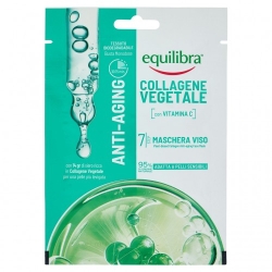 Equilibra Collagene Vegetale - Maschera Viso in Tessuto Anti-età Rimpolpante con Vitamina C