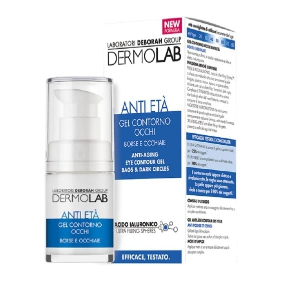 Dermolab Gel Contorno Occhi Anti Età Idratante Illuminante per Borse e Occhiaie 15 ml