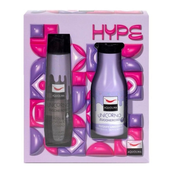 Aquolina Hype Unicorno Zuccheroso - Bagno Doccia 250 Ml + Acqua Profumata Corpo 150 Ml