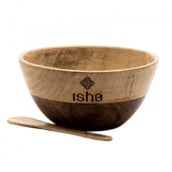 Isha Ciotola In Legno Multi-Essenza Da 550 Ml Con Cucchiaio 