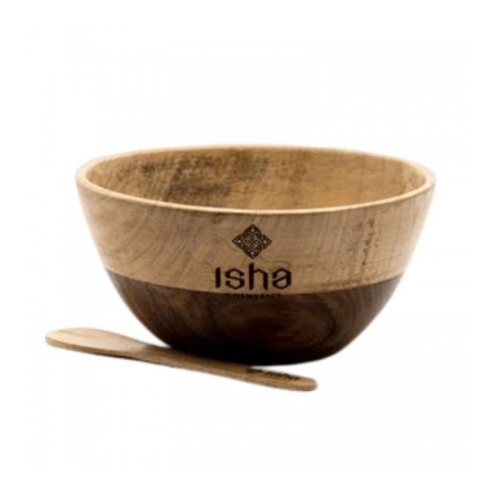 Isha Ciotola In Legno Multi-Essenza Da 550 Ml Con Cucchiaio 