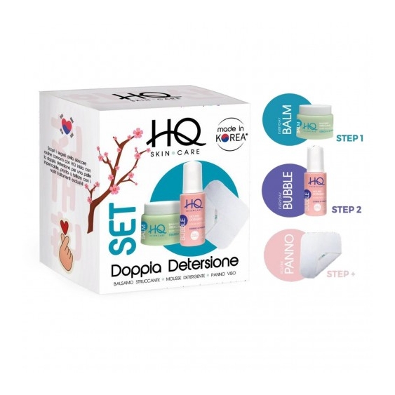 Hq Set Doppia Detersione - Balsamo Struccante + Mousse Detergente + Panno Viso