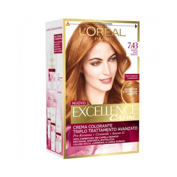 L'Oreal Paris Excellence Crema Colorante - 7.43 Biondo Rame Dorato