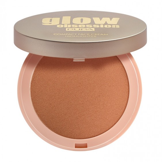 Pupa Glow Obsession Compact Face Cream Highlighter Effetto Luce Diffusa - 003 Topaz