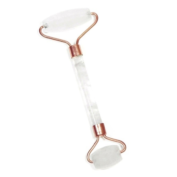 Zoe Ayla Clear Quartz Facial Roller - White