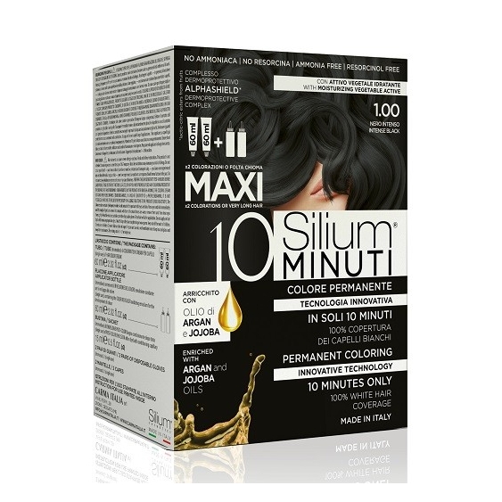 Silium 10 minuti Maxi Colorazione Permanente 1.00 Nero Intenso