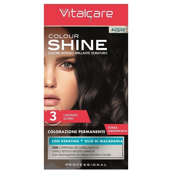 Vitalcare Colour Shine Colorazione Permanente Senza Ammoniaca 3 Castano Scuro