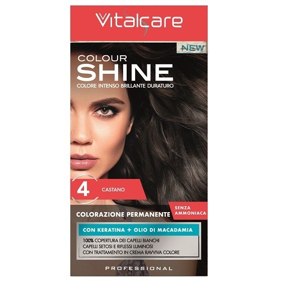 Vitalcare Colour Shine Colorazione Permanente Senza Ammoniaca 4 Castano