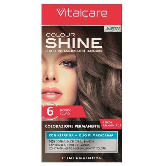 Vitalcare Colour Shine Colorazione Permanente Senza Ammoniaca 6 Biondo Scuro