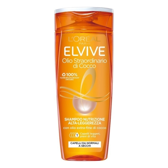 L'Oreal Paris Elvive Olio Straordinario di Cocco Shampoo Nutrizione Alta-Leggerezza 285 ml