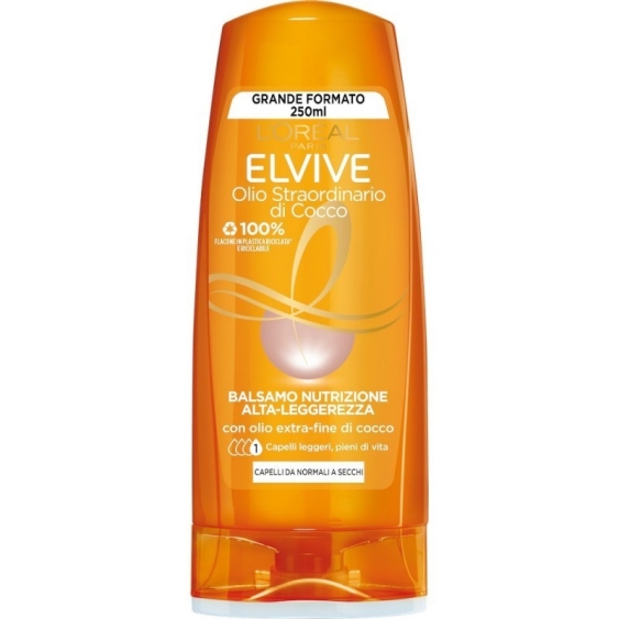 L'Oreal Paris Elvive Olio Straordinario di Cocco Balsamo Nutrizione Alta-Leggerezza 250 ml