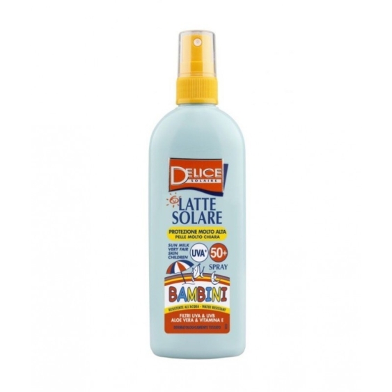Delice Latte Solare Bambini Spray Resistente All'acqua Con Aloe Vera E Vitamina E  SPF 30 150 ml