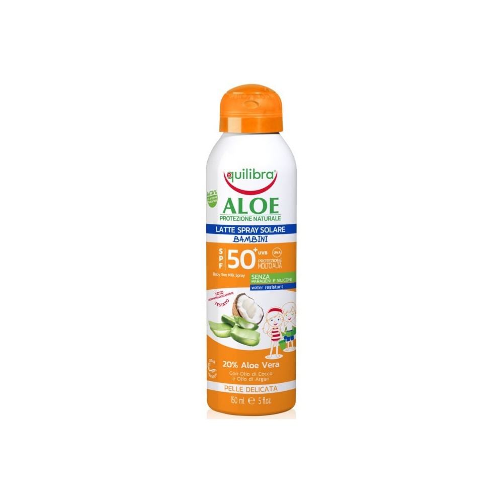 Equilibra Aloe Latte Spray Solare Bambini Resistente All'Acqua SPF 50+ 150  ml