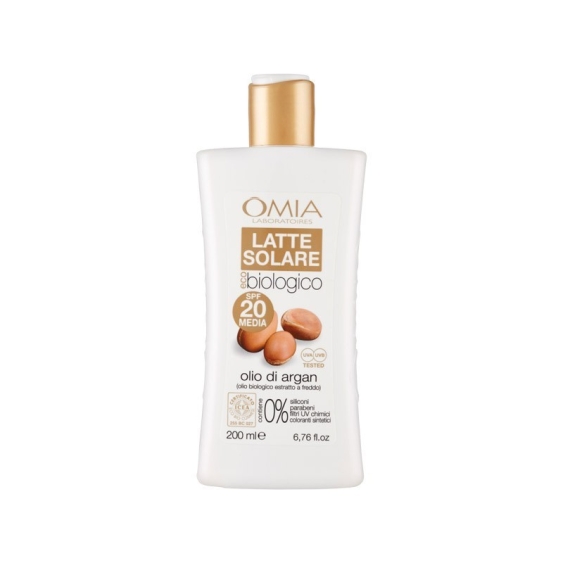 Omia Latte Solare Eco Biologico Con Olio D' Argan SPF 20 200 ml