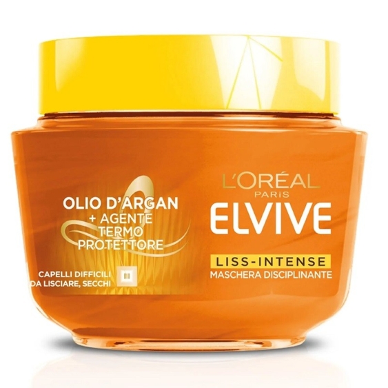L'Oreal Paris Elvive Olio D'Argan + Agente Termo Protettore Liss-Intense Maschera Disciplinante 300 ml