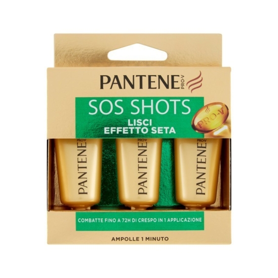 Pantene Sos Shots Lisci Effetto Seta - Trattamento Per Capelli Lisci 3 Ampolle Da 15 Ml