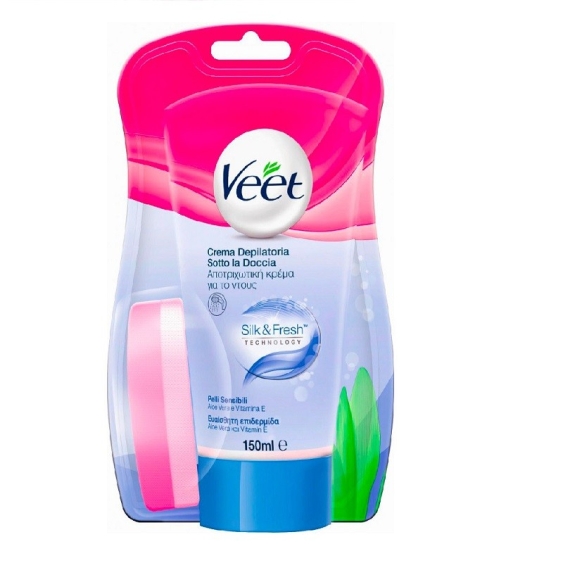 Veet Silk&Fresh Crema Depilatoria Sotto la Doccia Pelli Sensibili 150 ml