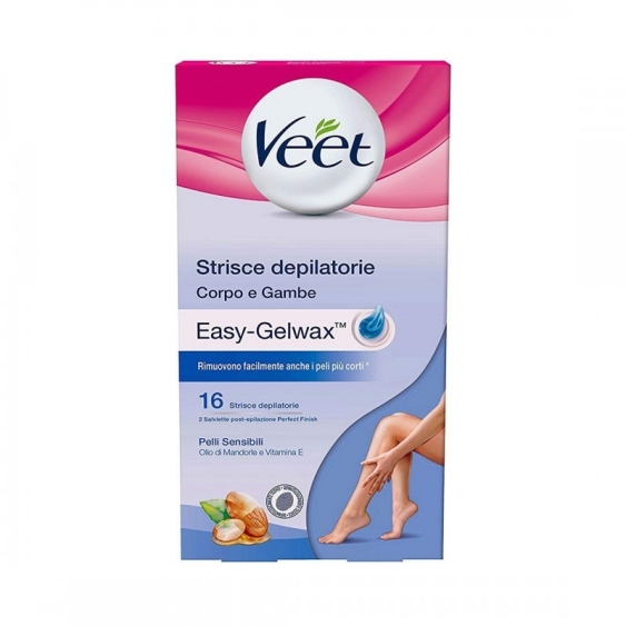 Veet Easy-Gelwax Strisce Depilatorie Corpo E Gambe Per Pelli Sensibili 16 pz