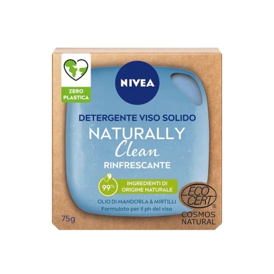 Nivea Naturally Clean Rinfrescante Detergente Viso Solido Con Olio Di Mandorla E Mirtilli 75 gr