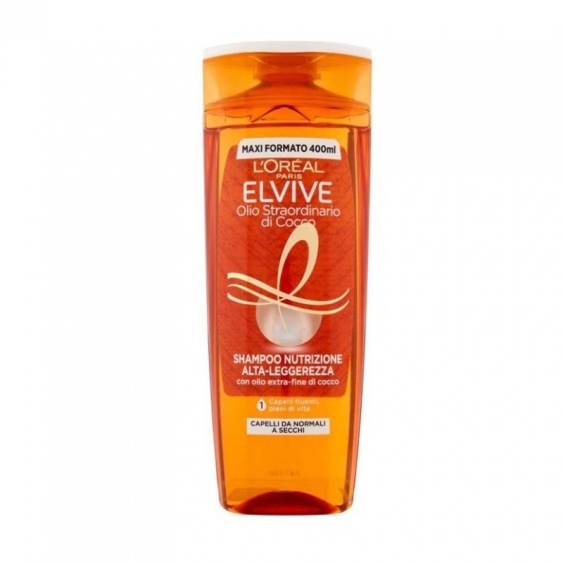 L'Oreal Paris Elvive Olio Straordinario di Cocco Shampoo Nutrizione Alta-Leggerezza 400 ml