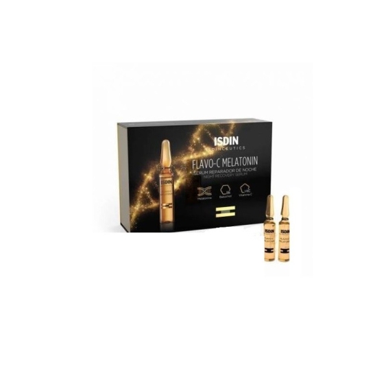 Isdin Isdinceutics Flavo-C Melatonin Trattamento Viso Riparatore Notte In Fiale 10x2 ml
