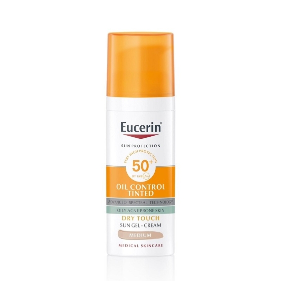 Eucerin Sun Gel-Cream Oil Control Tinted SPF50+ Medium Crema Solare Viso Colorata Per Pelle Grassa 50 ml