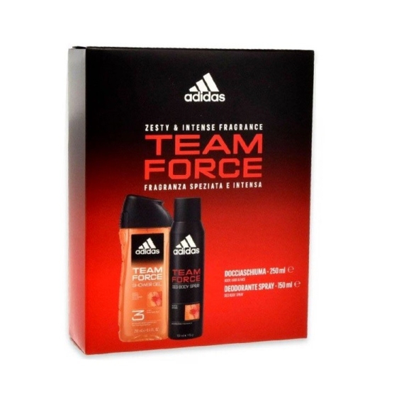 Adidas Team Force Docciaschiuma 250 ml + Deodorante Spray 150 ml Cofanetto