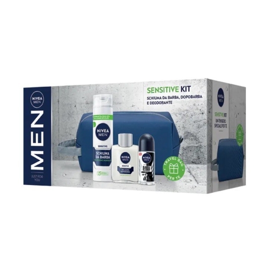 Nivea Men Sensitive Kit Schiuma Da Barba + Balsamo Dopobarba + Deo Roll-On