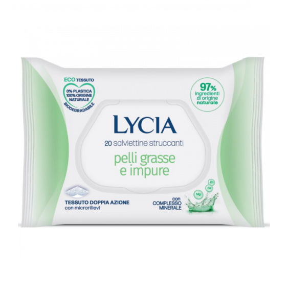 Lycia 20 Salviettine Struccanti Per Pelli Grasse E Impure