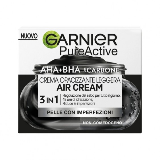 Garnier PureActive Air Cream Crema Opacizzante Leggera Con AHA+BHA E Carbone 50 ml