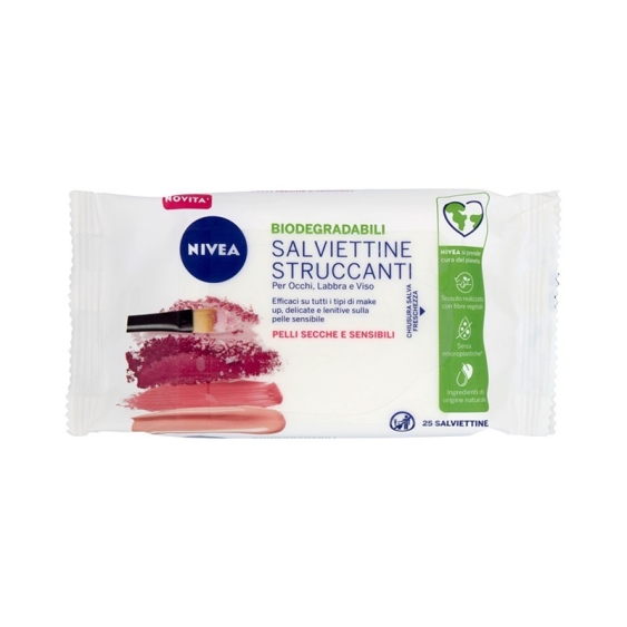 Nivea Salviettine Struccanti Biodegradabili - Pelli Secche E Sensibili - 25 pz