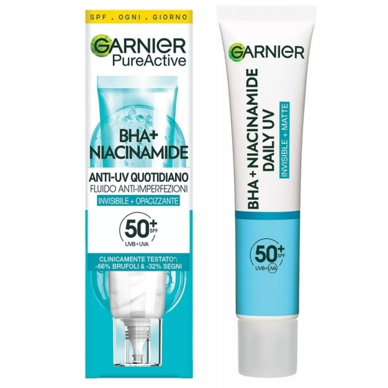 Garnier PureActive BHA+Niacinamide Fluido Quotidiano Anti-Imperfezioni SPF50+ 40 ml