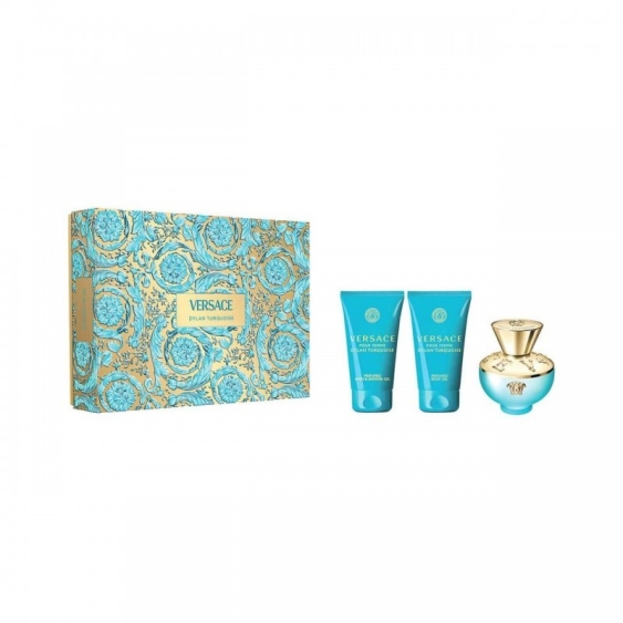 Versace Dylan Turquoise Eau De Toilette 50 ml + gel corpo 50 ml + gel bagno 50 ml Cofanetto
