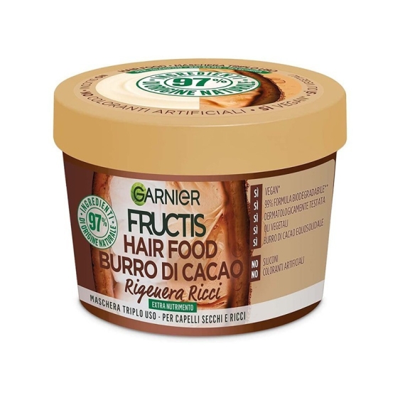 Garnier Fructis Hair Food Burro Di Cacao Rigenera Ricci Maschera Triplo Uso 390 ml