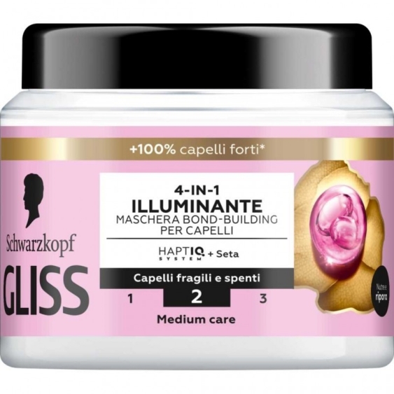 Schwarzkopf Gliss Seta Luminosa Maschera 4in1 Per Capelli Spenti 400 ml