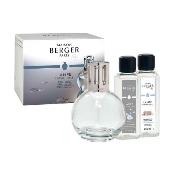 Maison Berger Paris Cofanetto Essentielles Lamp Ronde + Neutre Essentiel 250 ML + Caresse De Coton 250 ML